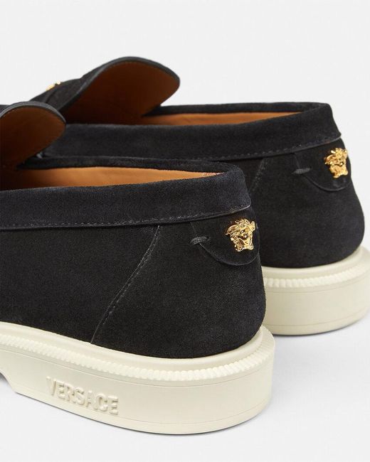 Versace Black Round-Toe Slip-On Loafers for men