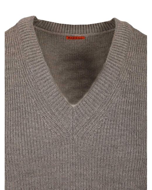 Barena Gray V-Neck Wool Sweater Vest for men