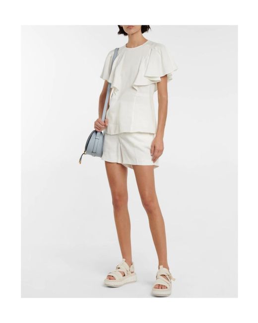Chloé White Lotus Leaf Sleeve Blouse