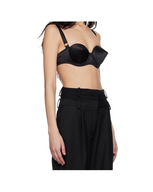 Dolce & Gabbana Black Conical Cups Satin Balconette Bra