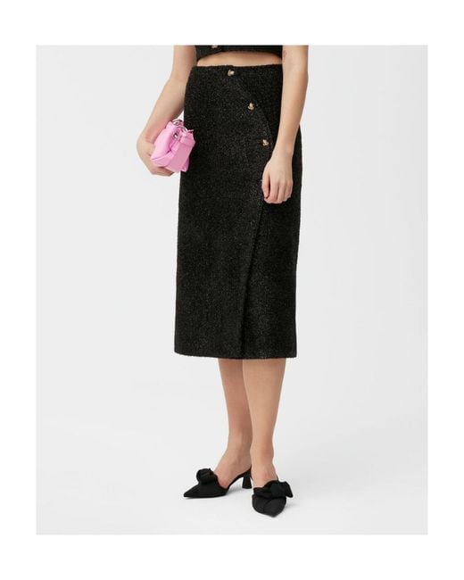 Ganni Black Sparkle Wrap Midi Skirt