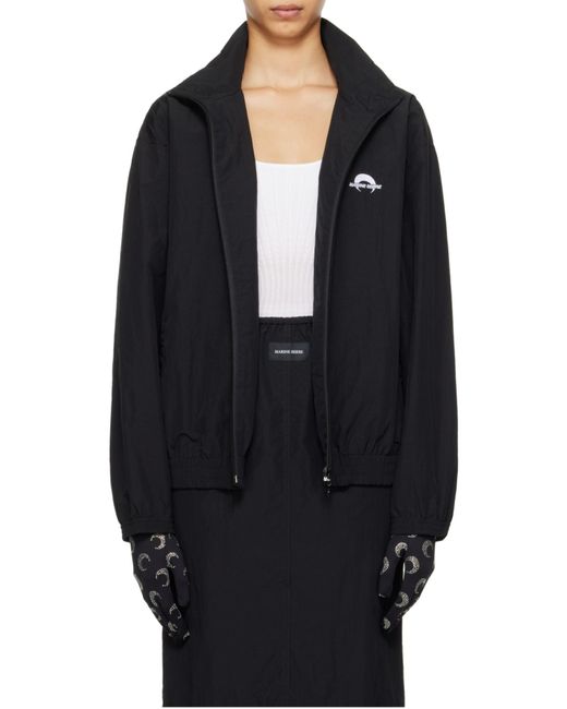 MARINE SERRE Black Logo Embroidered Sport Track Jacket for men