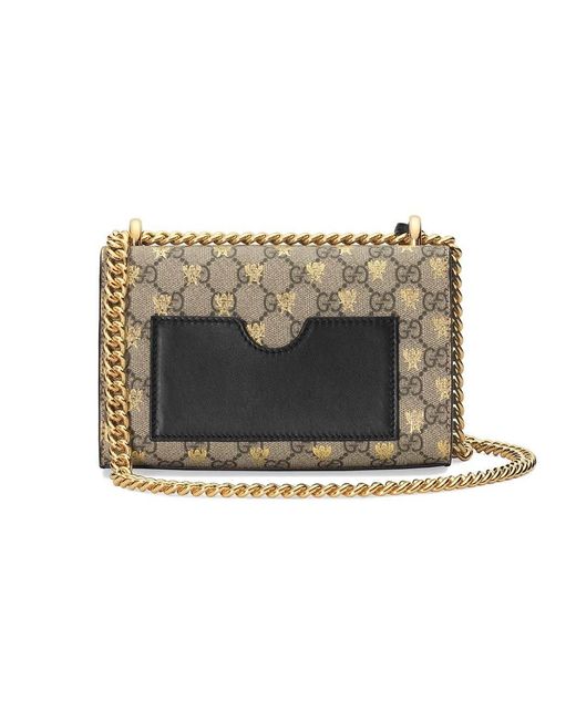 Gucci Natural Gg Bees Padlock Small Shoulder Bag