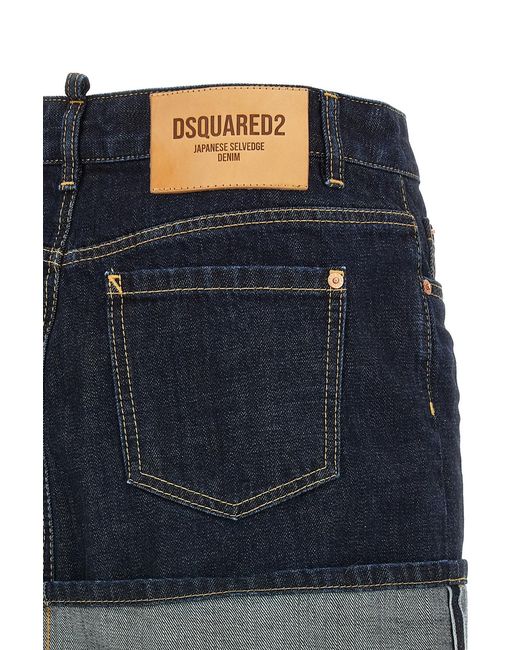DSquared² Blue Logo Detail Denim Skirt