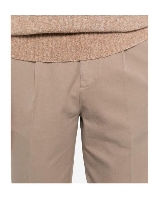 Brunello Cucinelli Natural Pressed-Crease Trousers for men