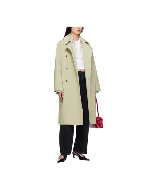 Loulou de Saison Green Long-Sleeved Button-Down Trench Coat