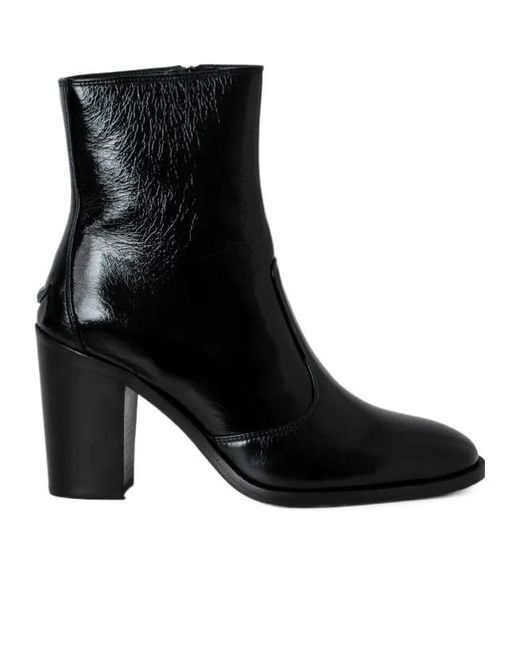 Zadig & Voltaire Black Preiser 85Mm Leather Ankle Boots