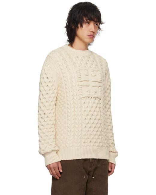 Givenchy White 4G Cable-Knit Sweater for men