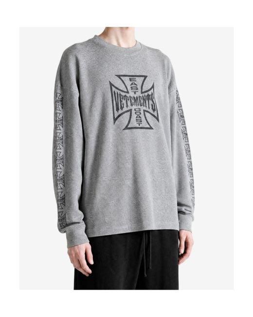 Vetements Gray Long-Sleeve T-Shirt for men