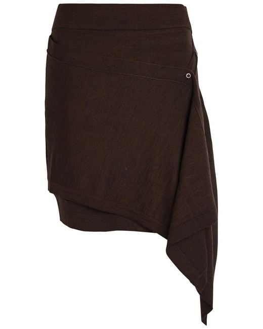 Lemaire Brown Buttoned-Panel Fine-Knit Mini Skirt