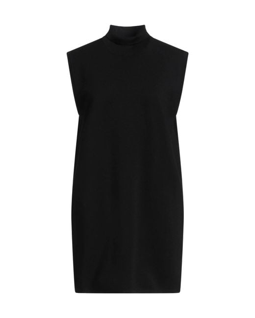 Max Mara Black Solid-Colored Wool Sleeveless Dress