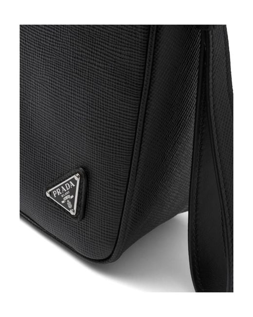 Prada Black Leather Triangle Pouch for men