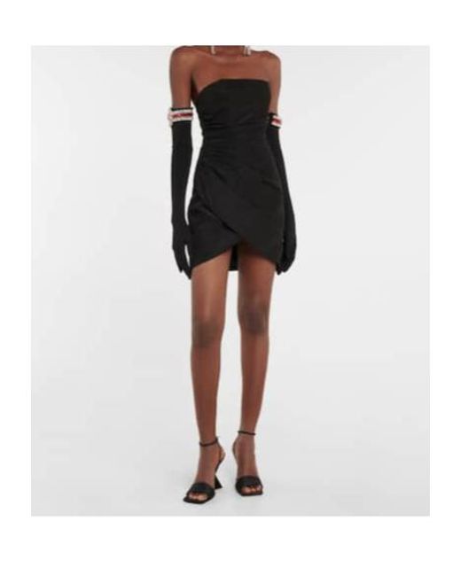David Koma Black Decorative Gloves, Wavy Mini Dress