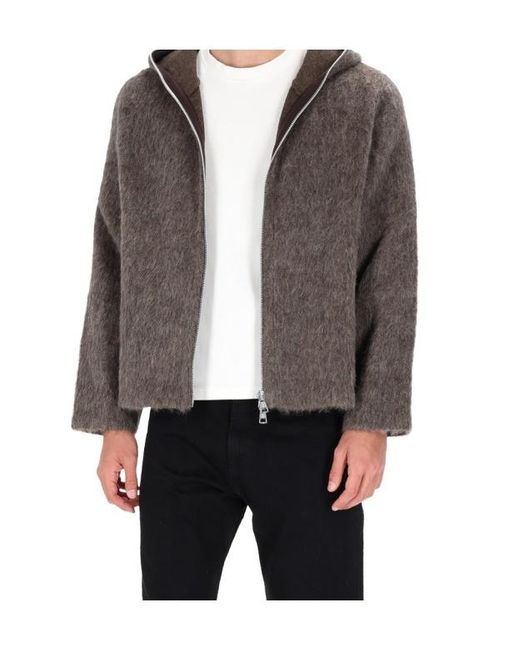Our Legacy Brown Fuzzy Full-Zip Hooded Sweater for men