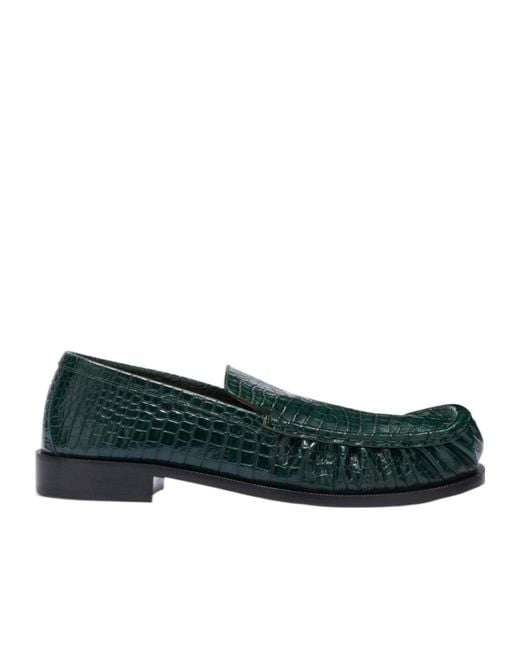 Dries Van Noten Green Embossed-Leather Loafers for men