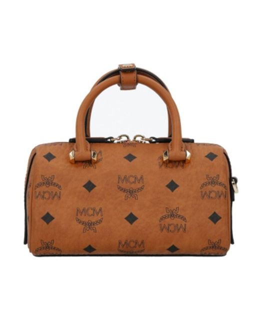 MCM Brown Logo Print Tote Bag