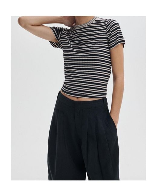 Rag & Bone Black Striped Ribbed T-Shirt