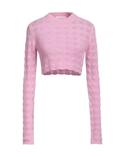 Sportmax Pink Solid-Color Lightweight Long-Sleeve Knit Sweater