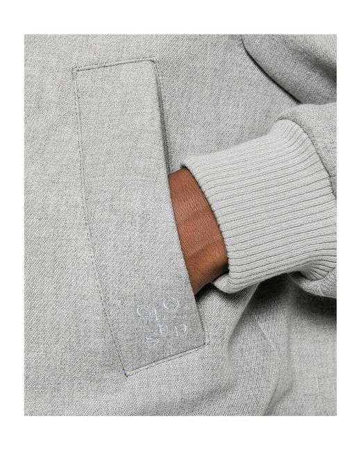 Closed Gray Zip-Up Bomber Jacket