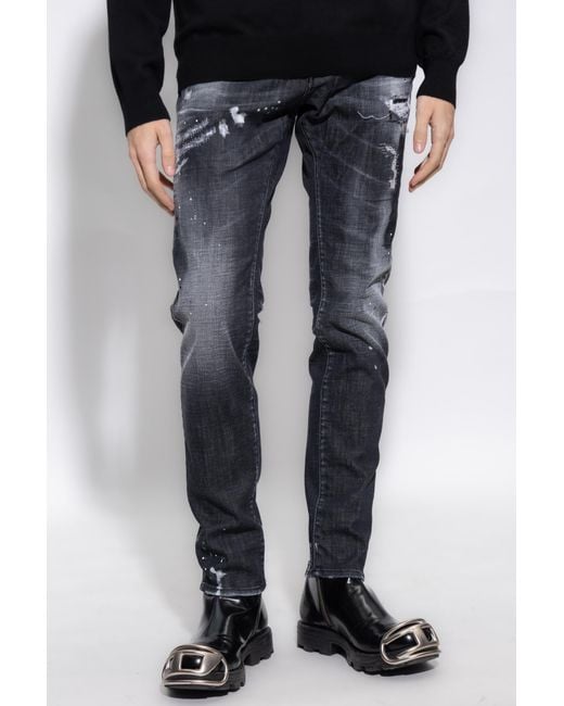 DSquared² Blue Straight-Leg Distressed Jeans for men