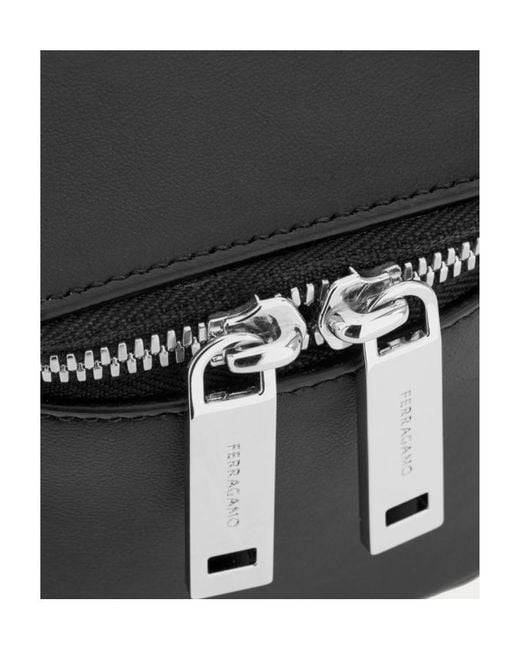 Ferragamo Black Ferragamo Micro Zip-Around Mini Bucket Bag