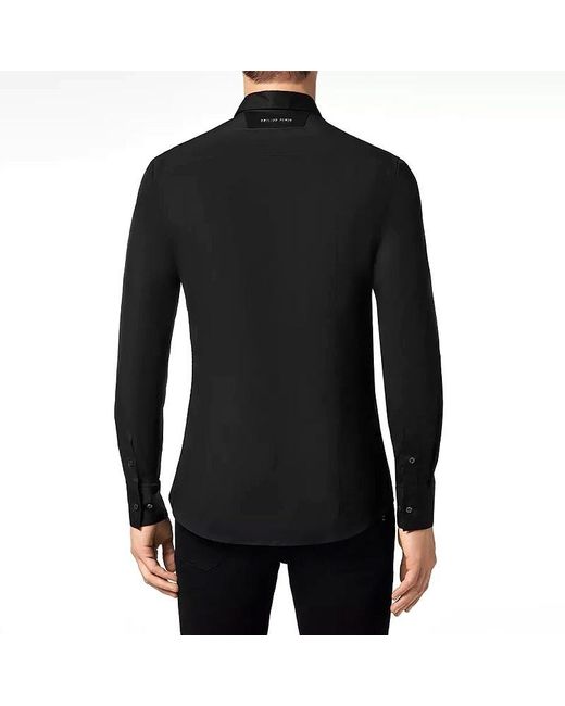 Philipp Plein Black Skull Logo Long-Sleeved Shirt for men