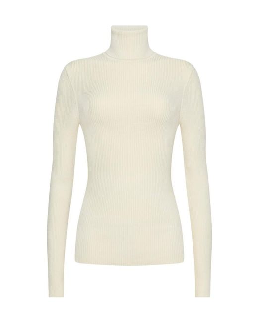 Wolford White The Merino Fine Rib Top Long Sleeves