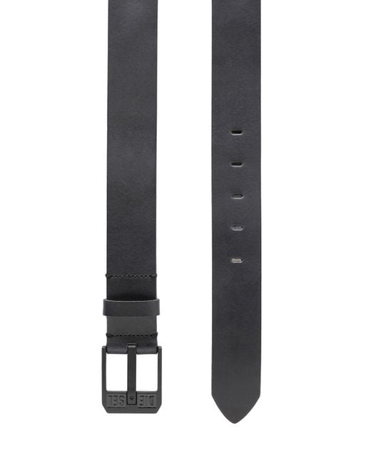 DIESEL Black Logo Engraved Buckle Belt for men