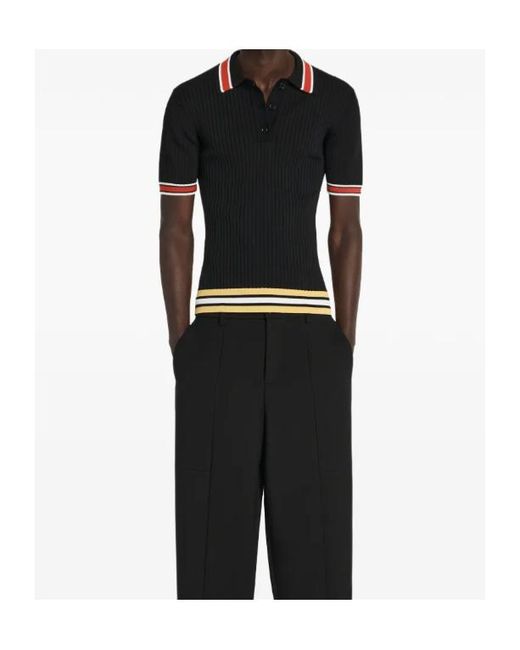 Entire studios Black Striped Ribbed Polo Shirt