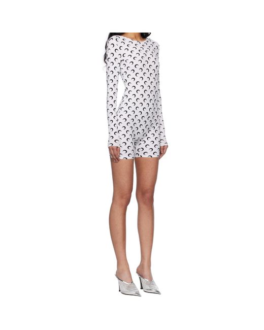 MARINE SERRE White Long-Sleeved Jumpsuit