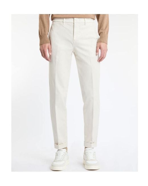 Fay White Slim-Cut Tailored Trousers for men
