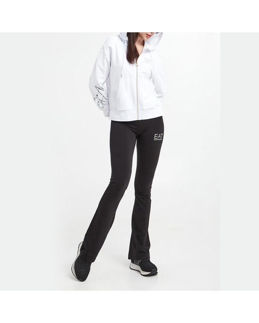 EA7 White Drawstring Hooded Hoodie