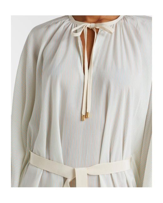 Patou White Striped Pattern Dress