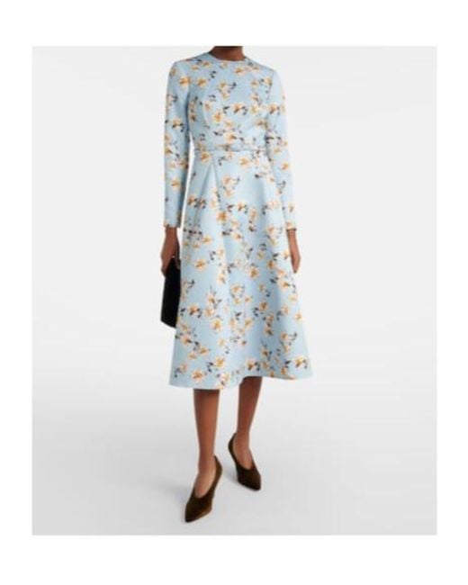 Emilia Wickstead Blue Ucellina Floral Midi Dress
