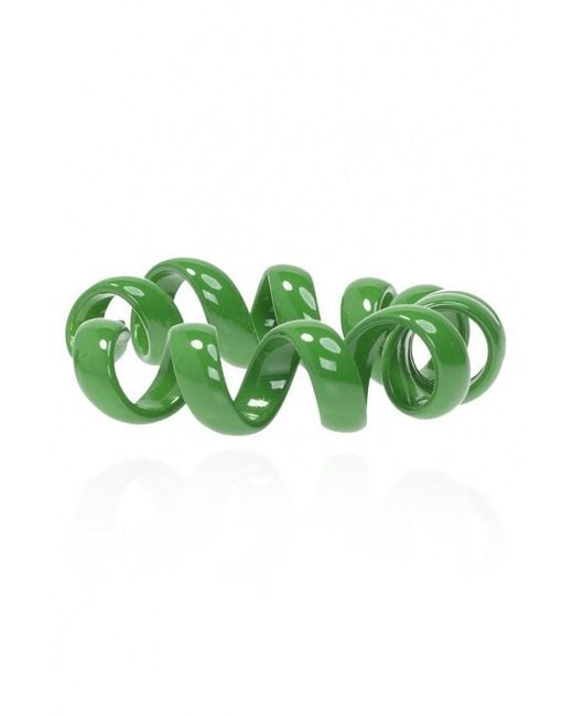 Bottega Veneta Green Coiled Open-Cuff Bracelet