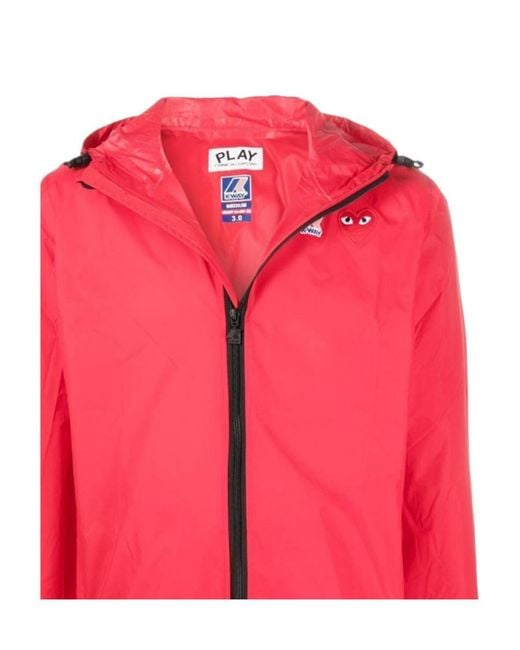 COMME DES GARÇONS PLAY Pink Comme Des Garçons Play X K-Way Logo Patch Zip-Up Jacket for men