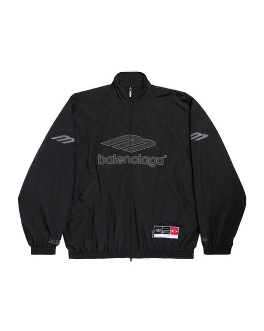 Balenciaga Black Cotton-Blend 3B Logo Oversized Jacket for men