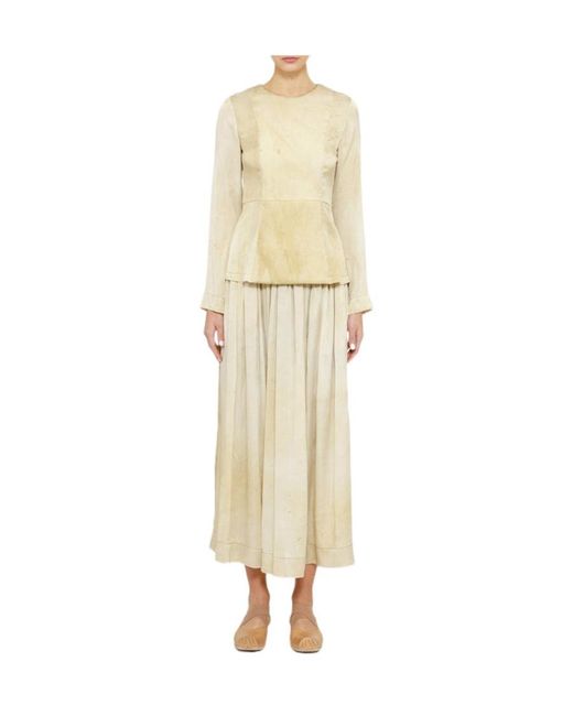 Uma Wang Natural Button-Down Round Neck Blouse
