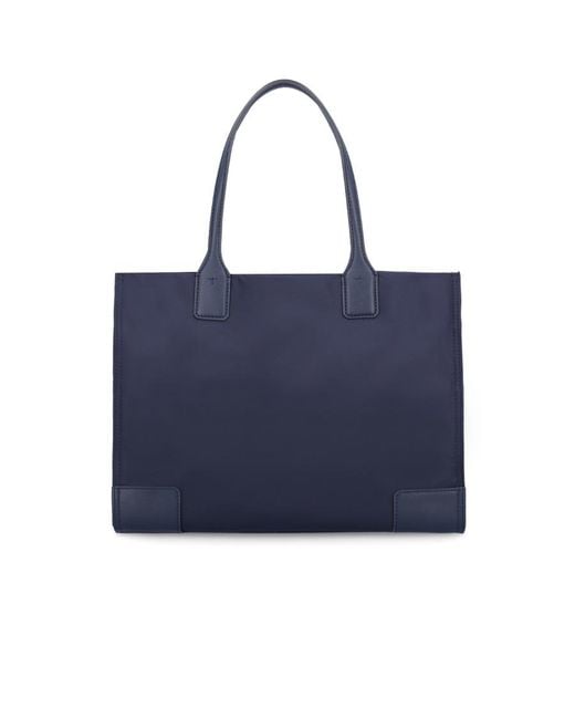 Tory Burch Blue Ella Logo Patch Small Tote Bag