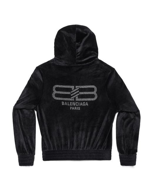 Balenciaga Blue Bb Paris Jersey Hoodie