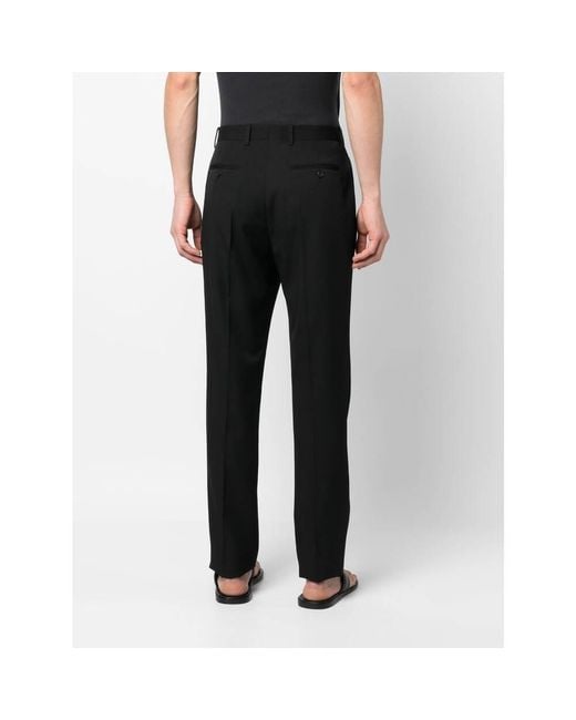 Saint Laurent Black Button Detailed Straight Leg Trousers for men