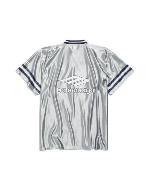 Balenciaga Blue 3B Football V-Neck Oversized T-Shirt for men