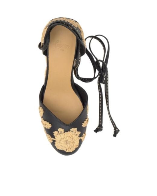 Castaner Metallic Castañer Carmela Embroidered Wedge Heeled Sandals