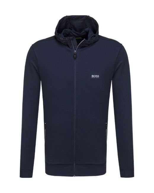 Boss Blue Logo Hooded Sweater for men
