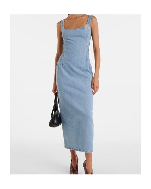 Magda Butrym Blue Denim Midi Dress
