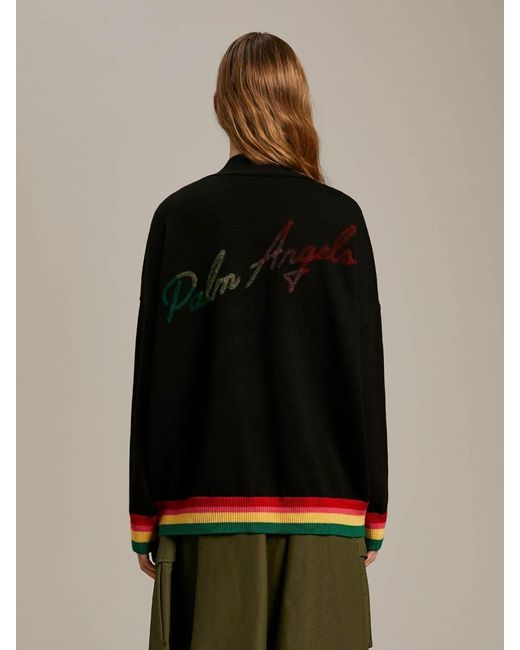 Palm Angels Black Miami Logo V-Neck Cardigan