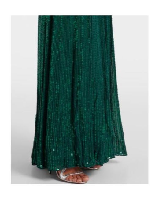 Jenny Packham Green Paloma Embellished Sequined Gown