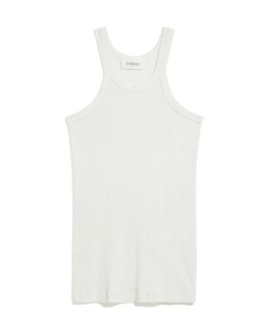 Sportmax White Ribbed Sleeveless Top