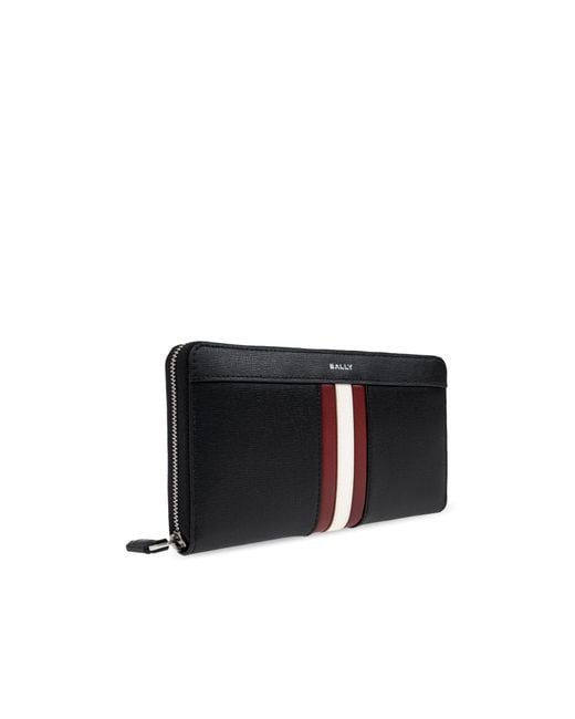 Bally Black Logo-Stamp Zip-Around Wallet for men