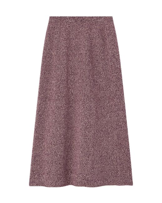 The Elder Statesman Purple Marl Cashmere Midi Skirt